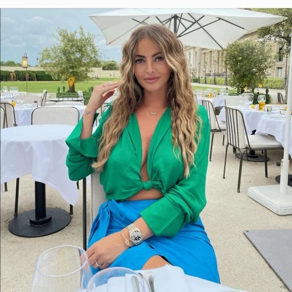 Zara * wrap midi knot blue skirt - Picture 12 of 16